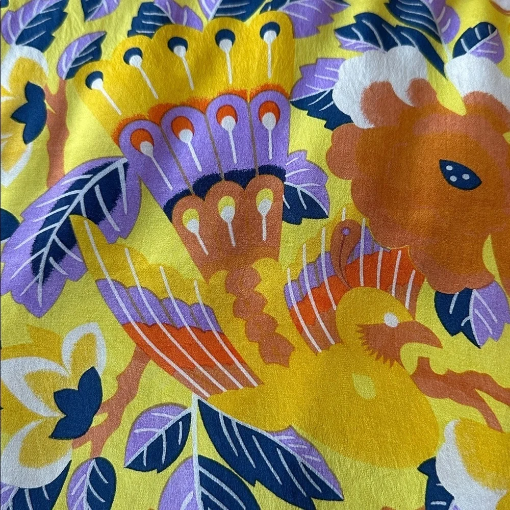Vintage KenzoTakada Colorful bird and Floral Design Silk Scarf 33x33”